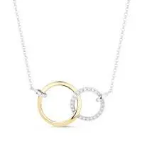14K Yellow And White Interlocking Circles Pendant 1