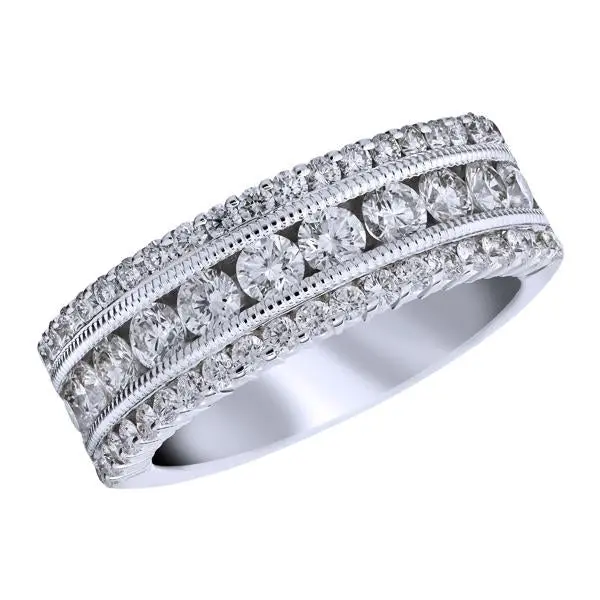 18K Three Row Channel Set Diamond Wedding Band 1