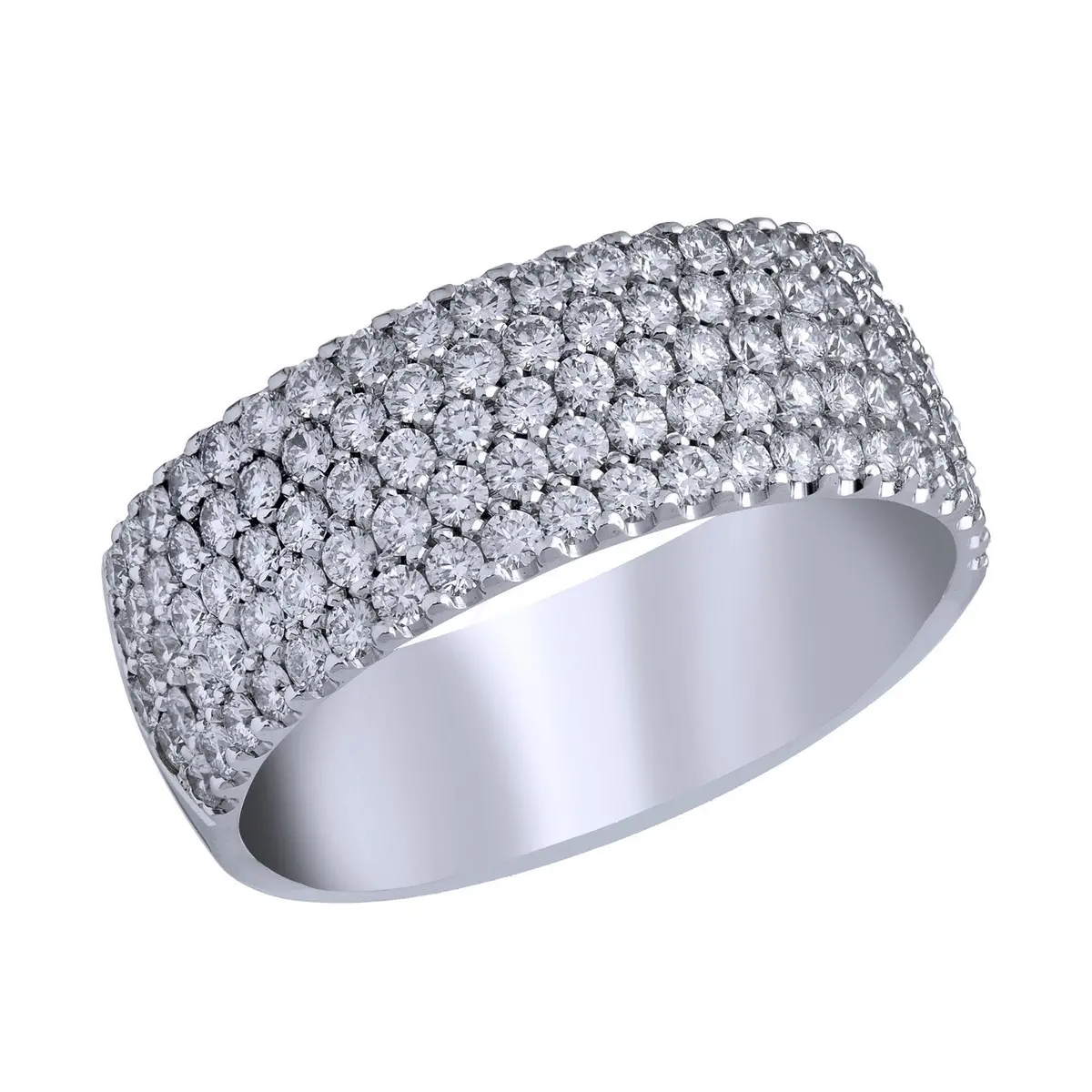 14K White Gold Diamond 5 Row  Band 1