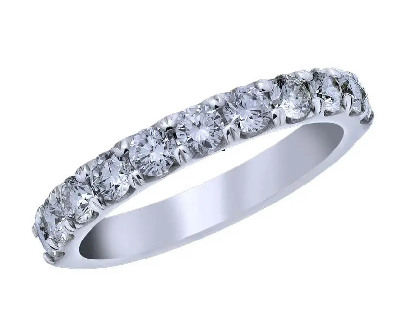 18K White Gold Shared Prong Diamond Band 1