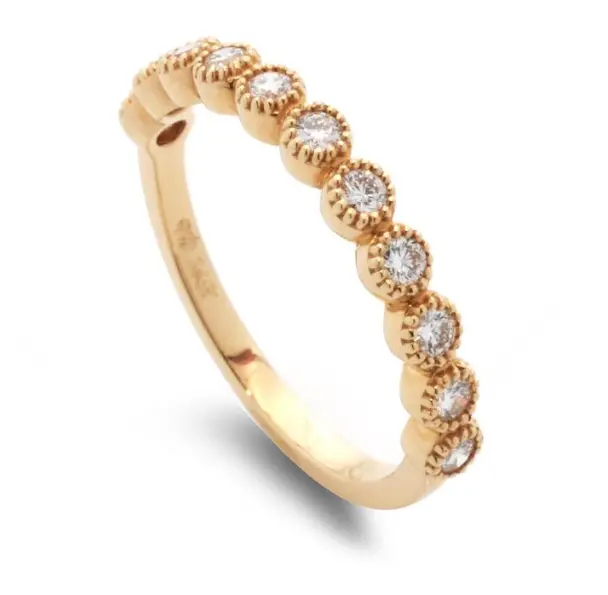 14K Beaded Bezel Wedding Band 1