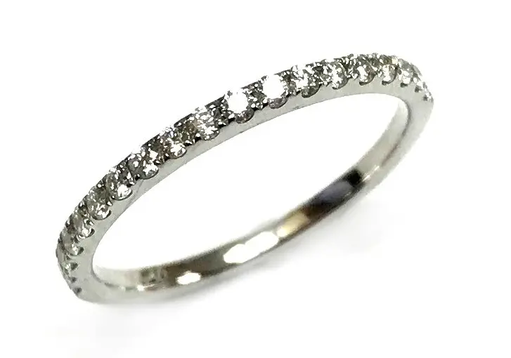 14K White Gold Diamond Wedding Band 1/2 Way Around 1