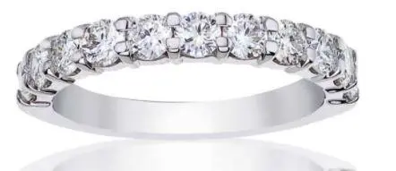 14K White Gold Shared Prong Wedding Band Size 7 1