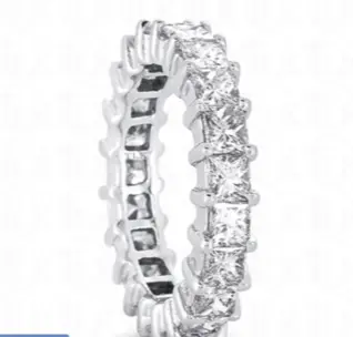14K White Gold Princess Diamond Eternity Band 1