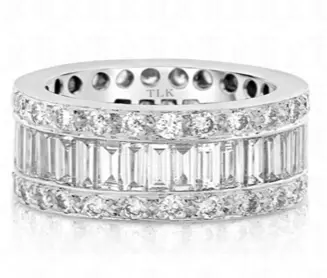 18K White Gold Baguette And Round Diamond Eternity Band 1