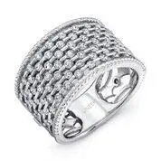 14K White Gold  Multi Row Diamond Ring 1