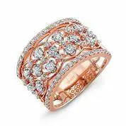 14K Rose Gold Multi Row Diamond Ring 1