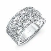 14K White Gold Multi Row Diamond Ring 1