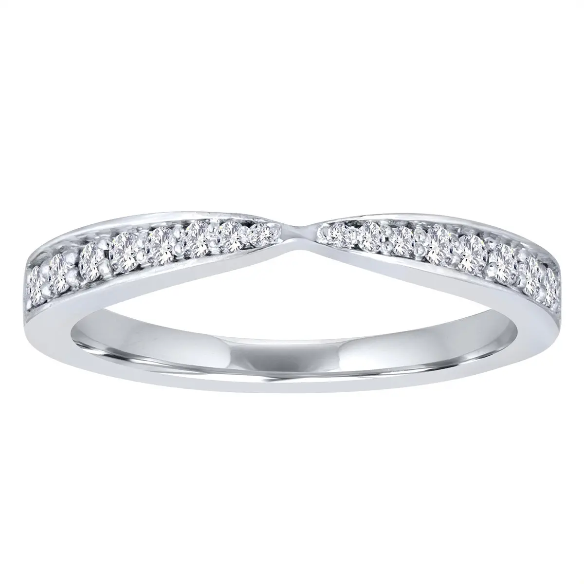 14K White Gold Diamond Pinch Band 1