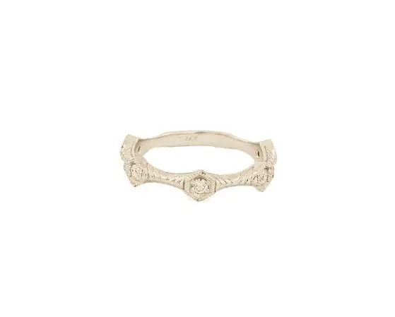 14K Diamond And Fluted Bar Stacking Ring 1