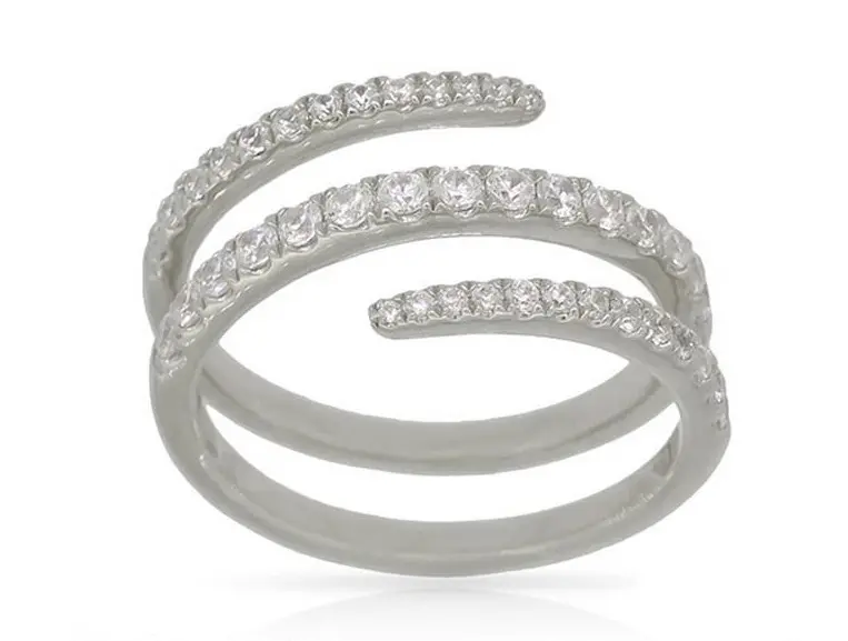 14K White Gold Diamond Snake Ring 1