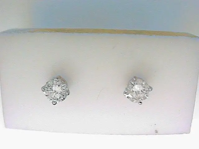 14K White Gold Diamond Stud Earrings 1.42Ct Total H Color Vs2 Clarity-Not Certified 1