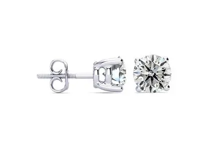 14K White Gold Diamond Stud Earrings 3.01Ct Total Weight-Not Certified 1
