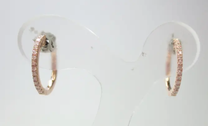 18K Yellow Gold 14Mm Diamond Hoop Earrings 1