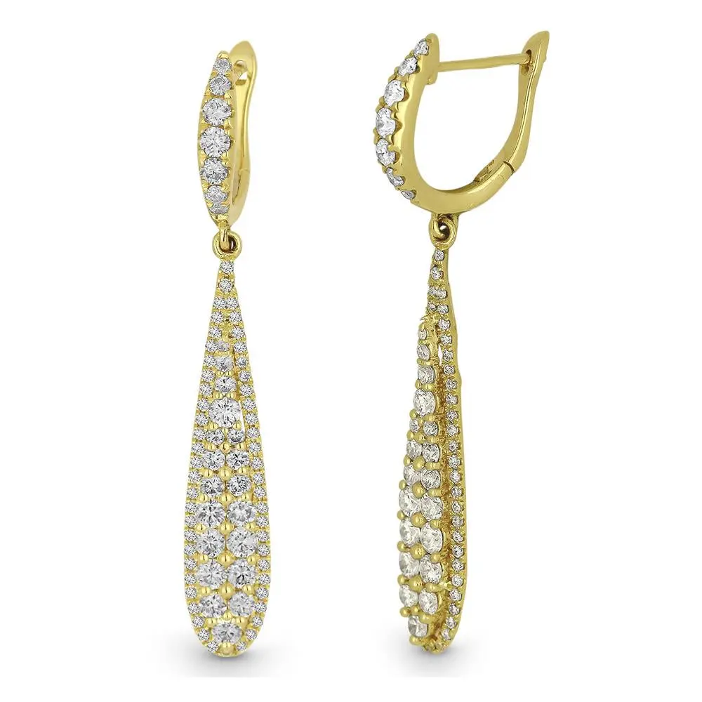 14K Yellow Gold Diamond Dangle Earrings 1