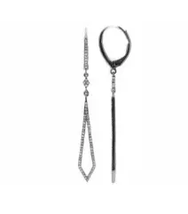 14K White Gold Black Rhodium Diamond Drop Earrings 1