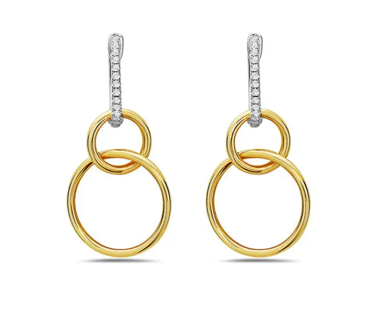 14K Two Tone Gold Interlocking Circles With Diamonds 1
