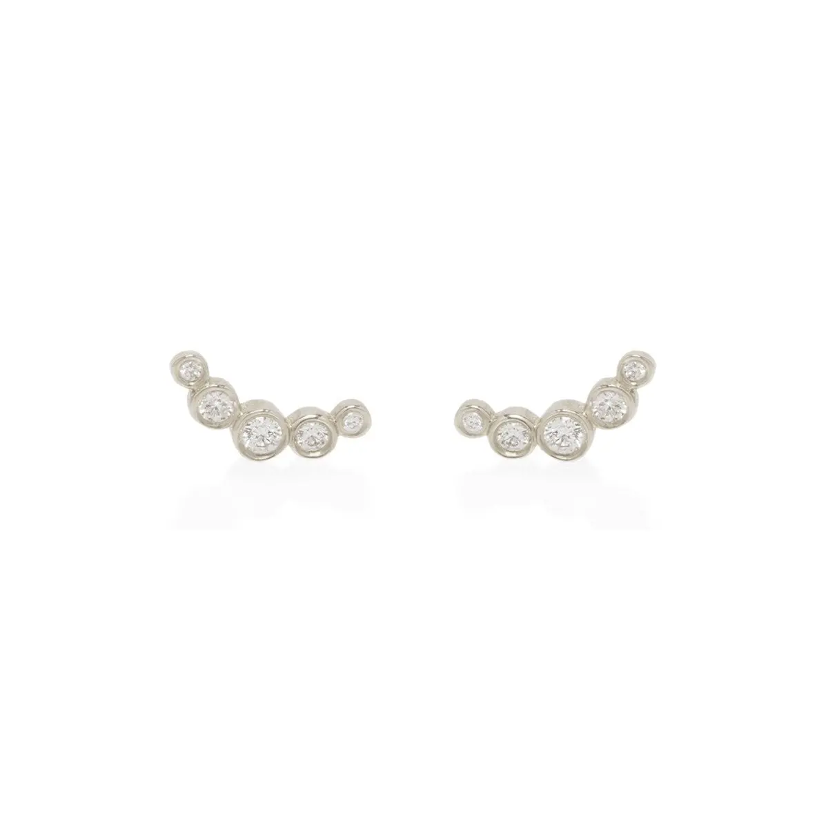14K White Gold Bezel Set Diamond Climber Earrings 1