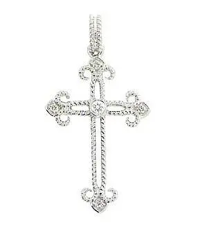 18K White Gold Open Cross Diamond Pendant 1