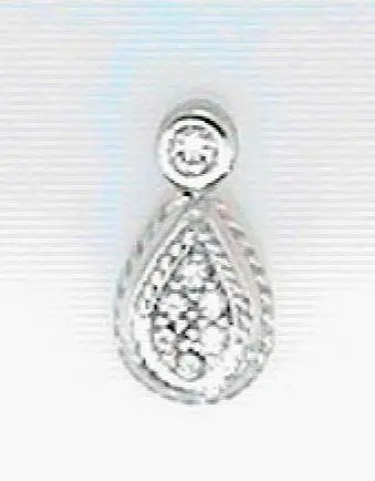14K White Gold Diamond Pave Drop Pendant 1