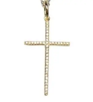 18K Yellow Gold Diamond Cross Pendant 1
