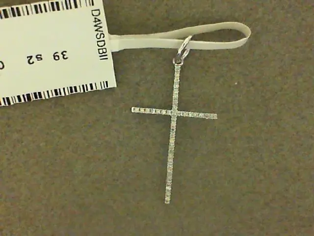 18 Karat White Gold Thin Diamond Cross Pendant 1