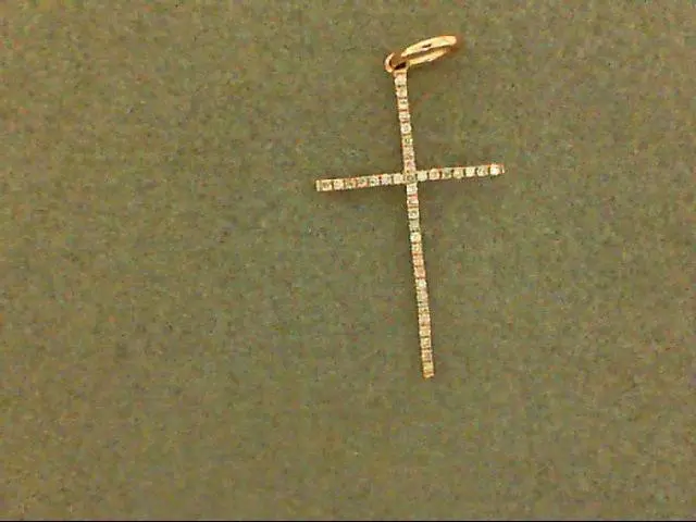 18K Rose Gold Thin Diamond Cross Pendant 1