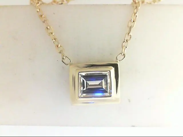 Bezel Set Emerald Cut Diamond Pendant 1