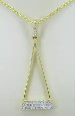 14K Yellow Gold Diamond Triangle Pendant 1