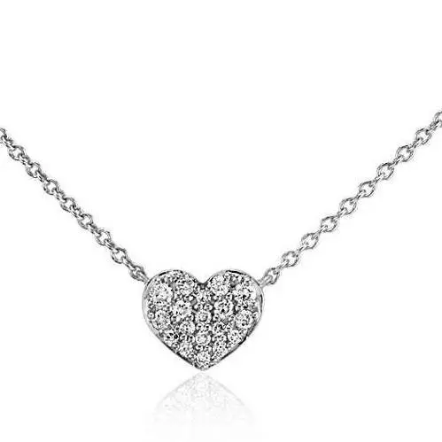 14K White Gold Pave Diamond Heart Pendant 1