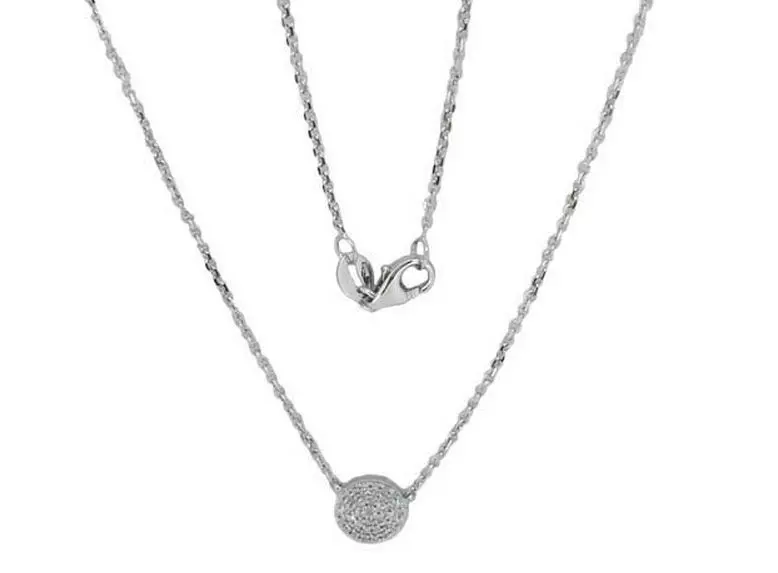 14K White Gold Round Diamond Pave Pendant 1