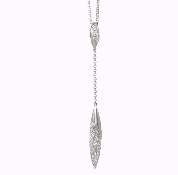 14K White Gold Pave Drop Pendant 1