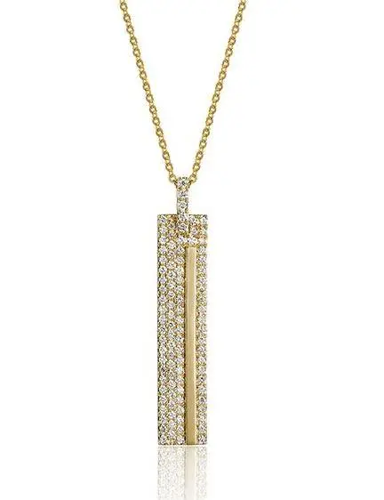 14K Yellow Gold Rectangular Diamond Pendant 1