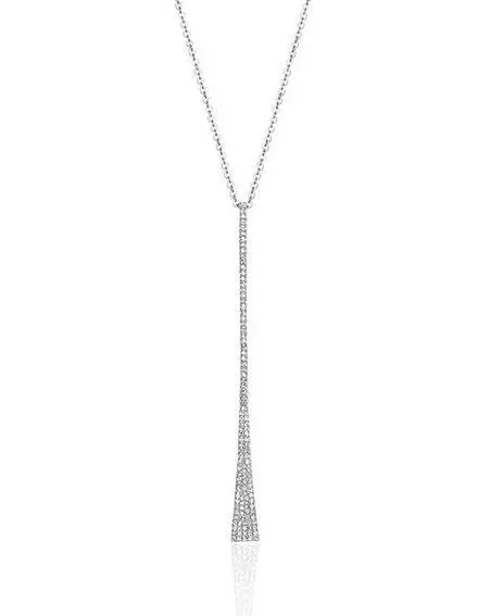 14K White Gold Pave Diamond Triangular Shape Pendant 1