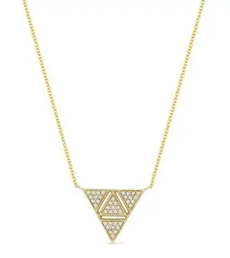 14K Yellow Gold Triangular Diamond Pendant 1