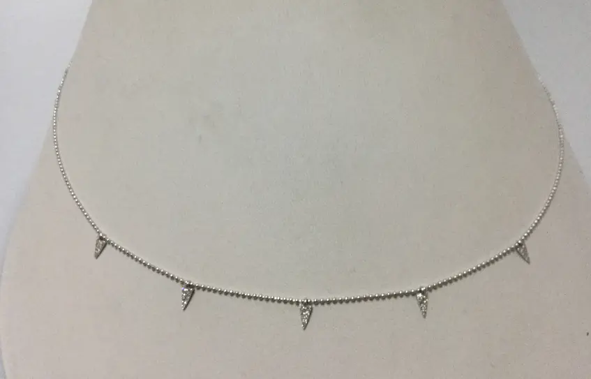 18K White Gold Diamond Pave Triangle Dangle Necklace 1