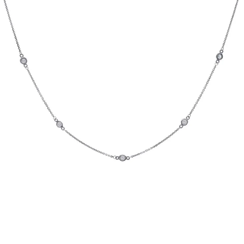 14K White Gold Diamond By The Yard Necklace At 16 Inches - .33Ct Total Weight 1