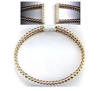14K Yellow Gold Cuff Bangle Bracelet With Diamonds 1