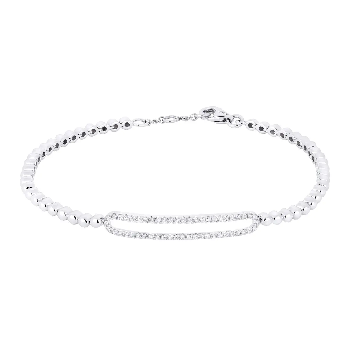 14K White Gold Open Diamond Bar Bracelet 1
