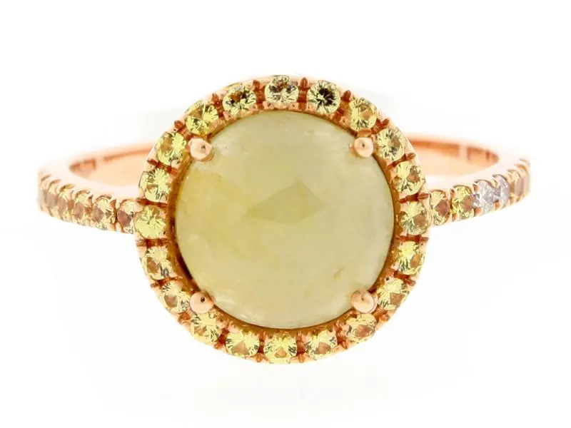 18K Yellow Gold Yellow Sapphire And  Diamond Ring 1