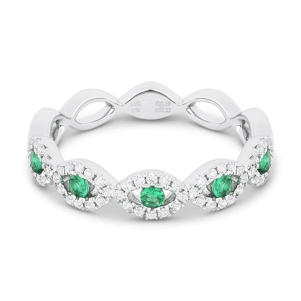 18K White Gold Emerald  Inside Diamond Frame Ring 1