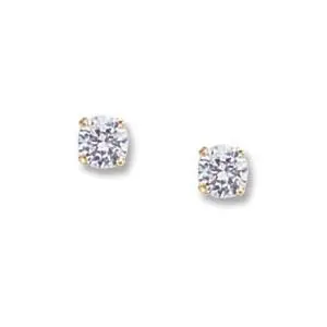 14K Yellow Gold  4Mm Cz Stud  Earrings 1
