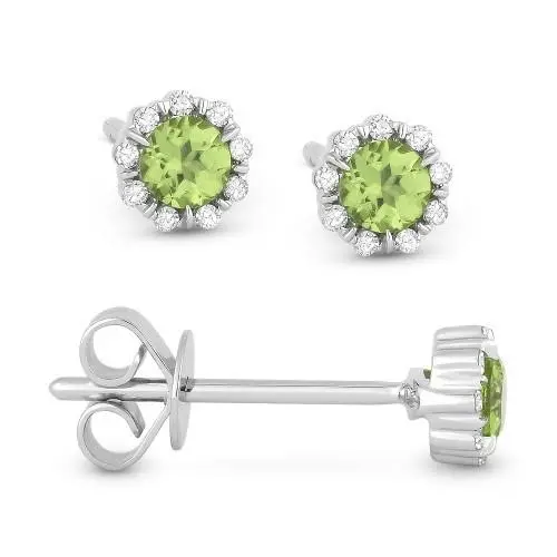14K White Gold Peridot And Diamond Earrings 1