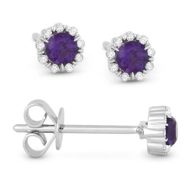 14K White Gold Amethyst And Diamond Earrings 1