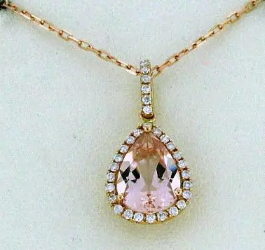 18K Rose Gold Morganite And Diamond Pendant 1