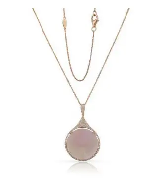 14K Rose Gold Mother Of Pearl And Diamond Pendant 1