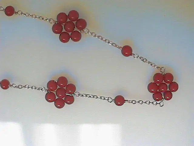 14K Yellow Gold Coral Flower Ankle Bracelet-Length 9" 1