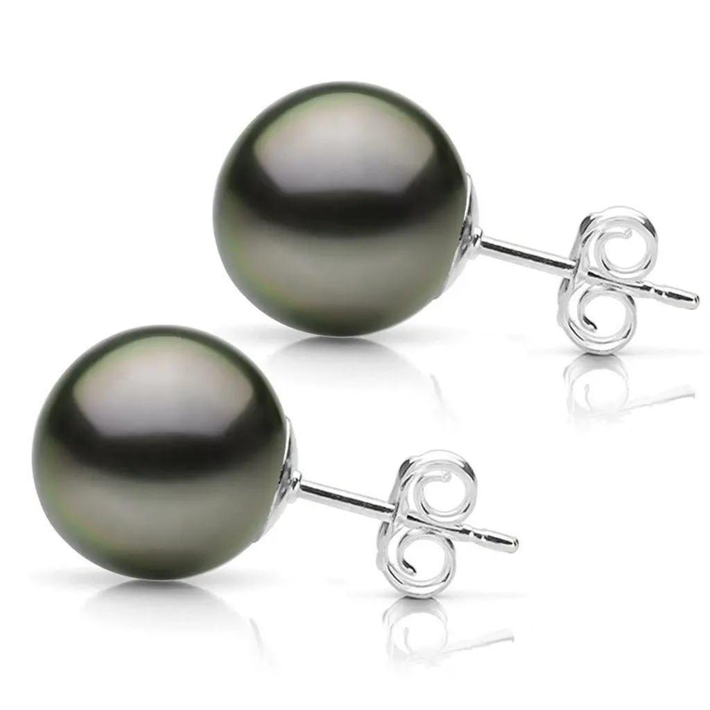 8.5-9Mm Cultured Black Pearl Studs 1