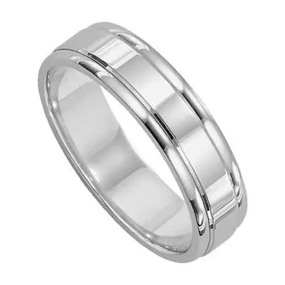 14K White Gold 6Mm Comfort Fit Wedding Ring With Shiny Edge 1