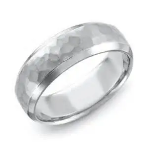 Platinum Hammered 6Mm Double Milgrain Wedding Band 1